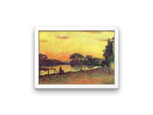 Maximillien Luce print, Coucher de soleil bord de Seine à Herblay, Paris, Pointillist art