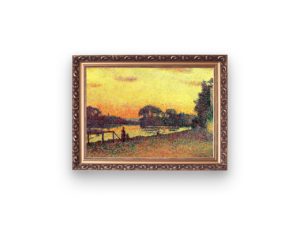 Maximillien Luce print, Coucher de soleil bord de Seine à Herblay, Paris, Pointillist art