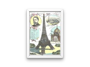 Eiffel Tower print, 1889 Paris, Epinal art