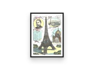 Eiffel Tower print, 1889 Paris, Epinal art