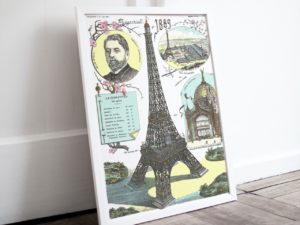 Eiffel Tower print, 1889 Paris, Epinal art