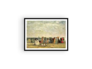 Eugène Boudin print, Baigneurs sur la plage de Trouville, French Impressionist Art