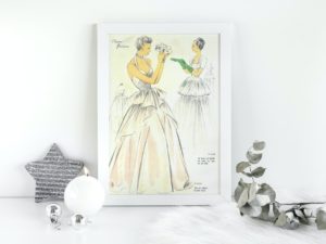 1930s Parisienne Elégance, wedding dress, French fashion, Vintage print
