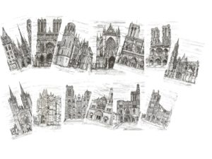 postcards french cathedrals vintage black white