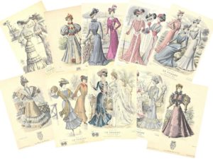 19th century fashion plates, postcards, paris, french,