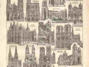 Cathedrals images from a 1922 French Larousse dictionary