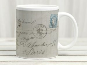 french vintage letter paris mug
