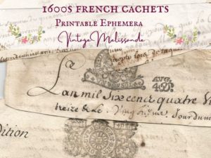 1600s antique French cachets, printable, digital vintage ephemera