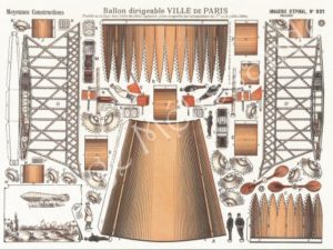 Printable Ballon dirigeable, Blimp, Epinal, paper cut out, digital download, French vintage