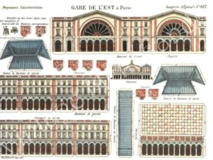 Printable Gare de l'Est, Paris, Epinal, paper cut out, digital download, French vintage