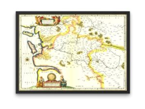 Willem and Joan Blaeu Map, Xaintonge, Saintonge, France, 17th century