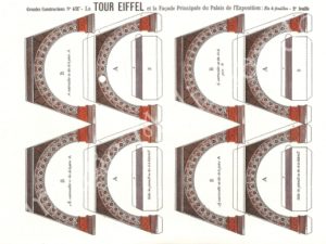Eiffel Tower model, 4 printable pages, Epinal, paper cut out, digital download, French vintage