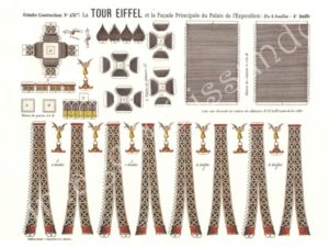 Eiffel Tower model, 4 printable pages, Epinal, paper cut out, digital download, French vintage