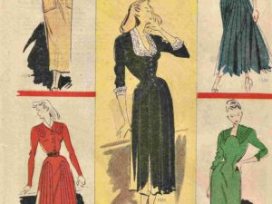 Printable 1940s French fashion magazine images, digital download