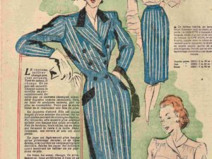 Printable 1940s French fashion magazine images, digital download